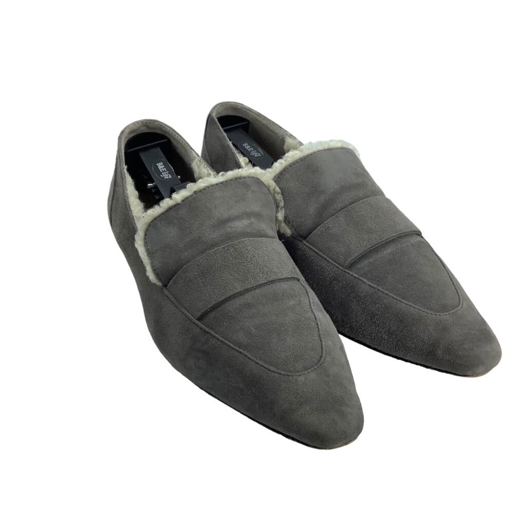 Sole Society BETTINA Suede Leather Loafers Women Size 8.5 Gray Pointed Toe
